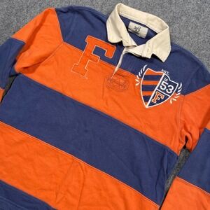 Florida University Banner Supply Small Orange Blue Striped Rugby Polo